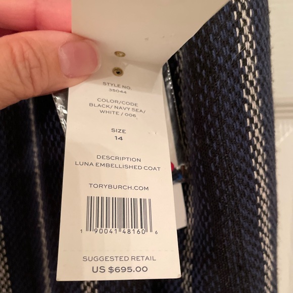 NWT Tory Burch ‘Luna’ Embellished Woven Coat - Picture 12 of 16